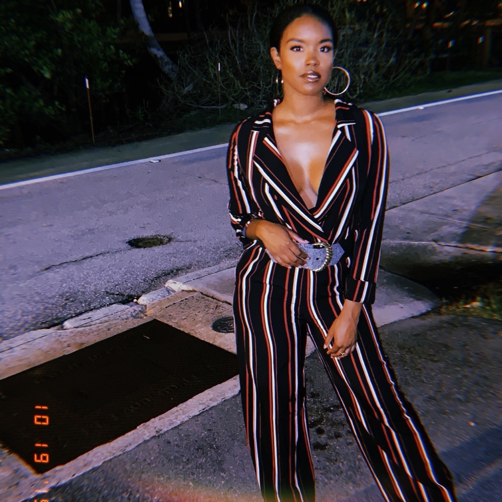 Red, Black & White Jumpsuit